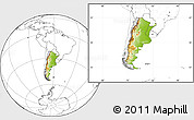 Physical Location Map of Argentina, blank outside