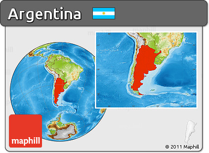 Physical Location Map of Argentina