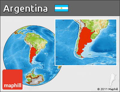 Physical Location Map of Argentina