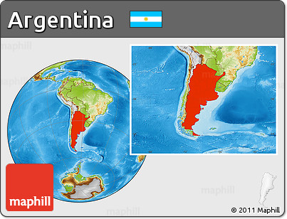 Physical Location Map of Argentina