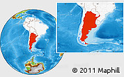 Physical Location Map of Argentina, highlighted continent