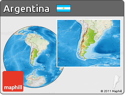 Physical Location Map of Argentina, lighten, land only