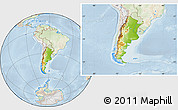 Physical Location Map of Argentina, lighten