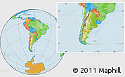 Physical Location Map of Argentina, political outside