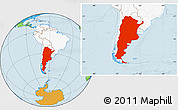 Political Location Map of Argentina, highlighted continent