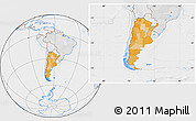 Political Location Map of Argentina, lighten, desaturated