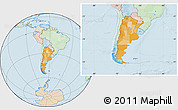 Political Location Map of Argentina, lighten, land only