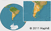 Political Location Map of Argentina, satellite outside