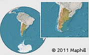 Satellite Location Map of Argentina, lighten, semi-desaturated, land only