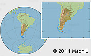 Satellite Location Map of Argentina, savanna style outside