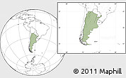 Savanna Style Location Map of Argentina, blank outside, hill shading inside