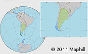 Savanna Style Location Map of Argentina, gray outside