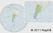Savanna Style Location Map of Argentina, lighten, hill shading