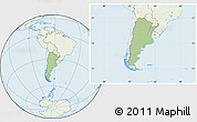 Savanna Style Location Map of Argentina, lighten