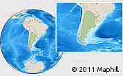 Savanna Style Location Map of Argentina, shaded relief outside