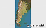 Satellite Map of Argentina, darken, land only