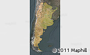 Satellite Map of Argentina, darken, semi-desaturated