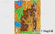 Physical 3D Map of Minas, political outside