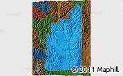 Political 3D Map of Minas, darken