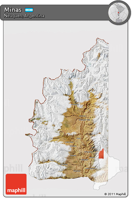 Satellite 3D Map of Minas, cropped outside