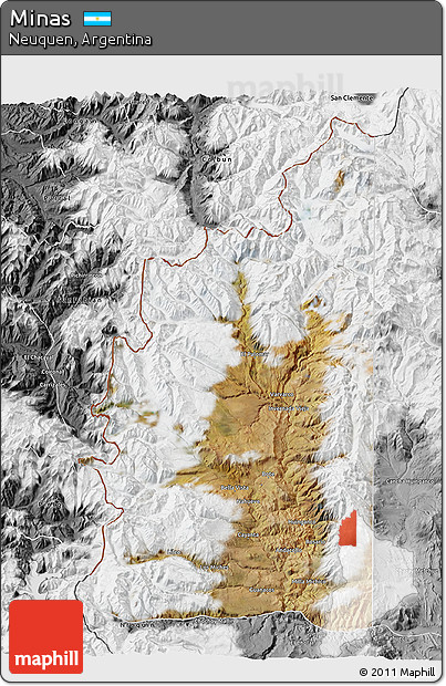 Satellite 3D Map of Minas, desaturated