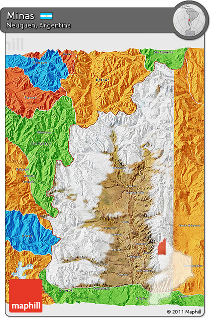 Satellite 3D Map of Minas, political outside
