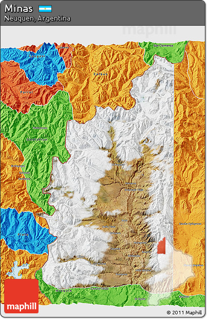 Satellite 3D Map of Minas, political outside