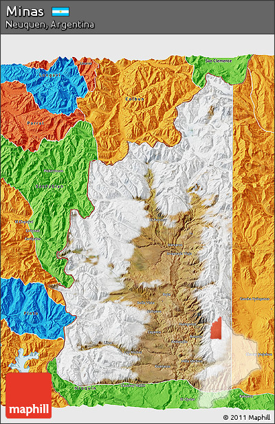 Satellite 3D Map of Minas, political outside