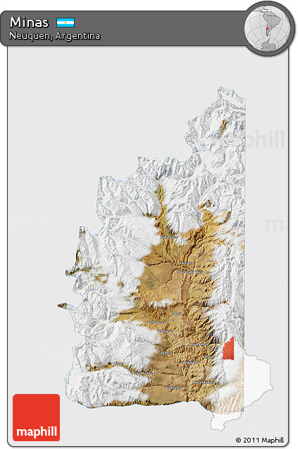 Satellite 3D Map of Minas, single color outside