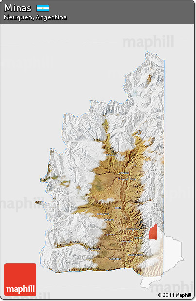 Satellite 3D Map of Minas, single color outside