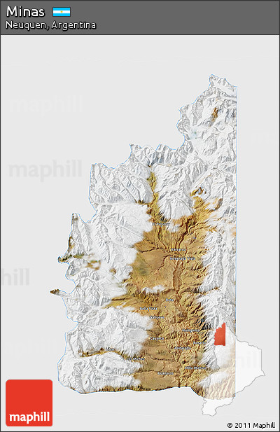 Satellite 3D Map of Minas, single color outside