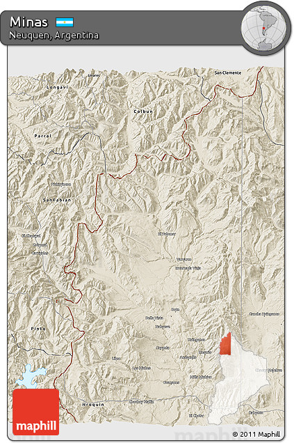 Shaded Relief 3D Map of Minas