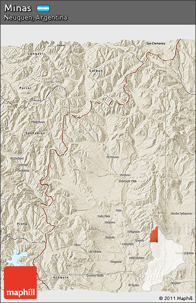 Shaded Relief 3D Map of Minas
