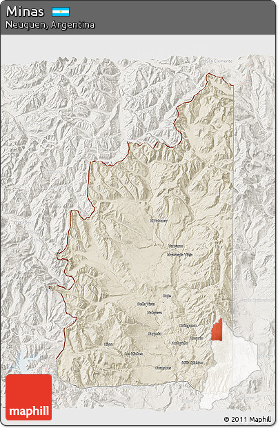 Shaded Relief 3D Map of Minas, lighten