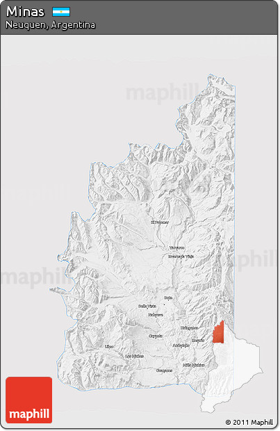Silver Style 3D Map of Minas, single color outside