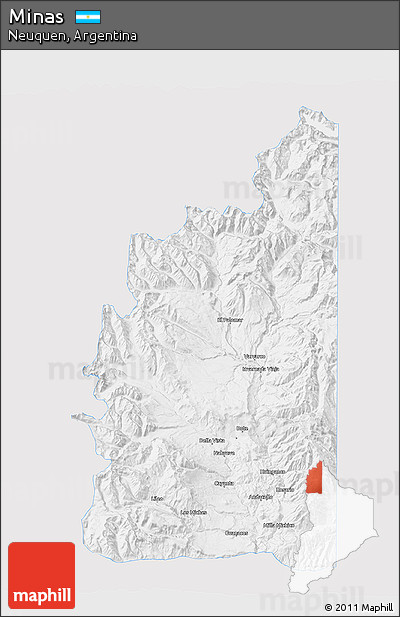 Silver Style 3D Map of Minas, single color outside