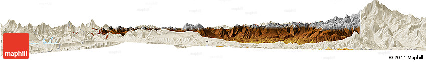 Physical Horizon Map of Minas, shaded relief outside