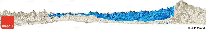 Political Horizon Map of Minas, shaded relief outside