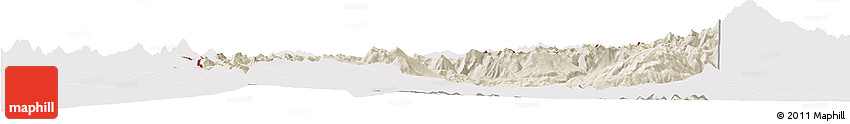 Shaded Relief Horizon Map of Minas, cropped outside