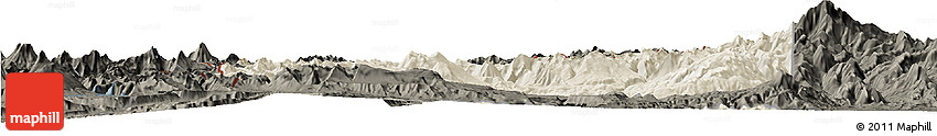 Shaded Relief Horizon Map of Minas, darken