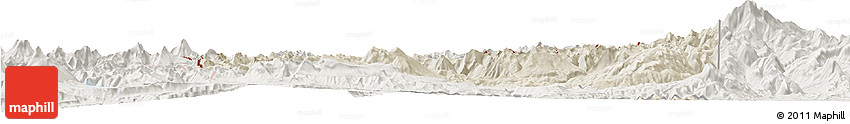 Shaded Relief Horizon Map of Minas, lighten