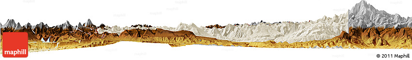 Shaded Relief Horizon Map of Minas, physical outside