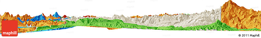 Shaded Relief Horizon Map of Minas, political outside