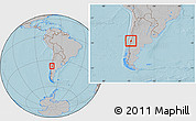 Gray Location Map of Minas, within the entire country, hill shading