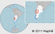 Gray Location Map of Minas, highlighted country, within the entire country, hill shading
