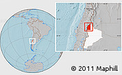 Gray Location Map of Minas, highlighted parent region, hill shading