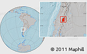 Gray Location Map of Minas, hill shading