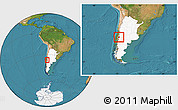 Satellite Location Map of Minas, highlighted country, within the entire country