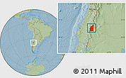 Savanna Style Location Map of Minas, hill shading