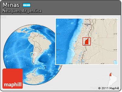 Shaded Relief Location Map of Minas
